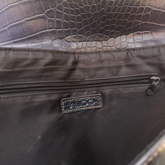 Aldo Ladies Navy Reptile Pattern Chain Strap Crossbody or Clutch Purse - Picture 6 of 11